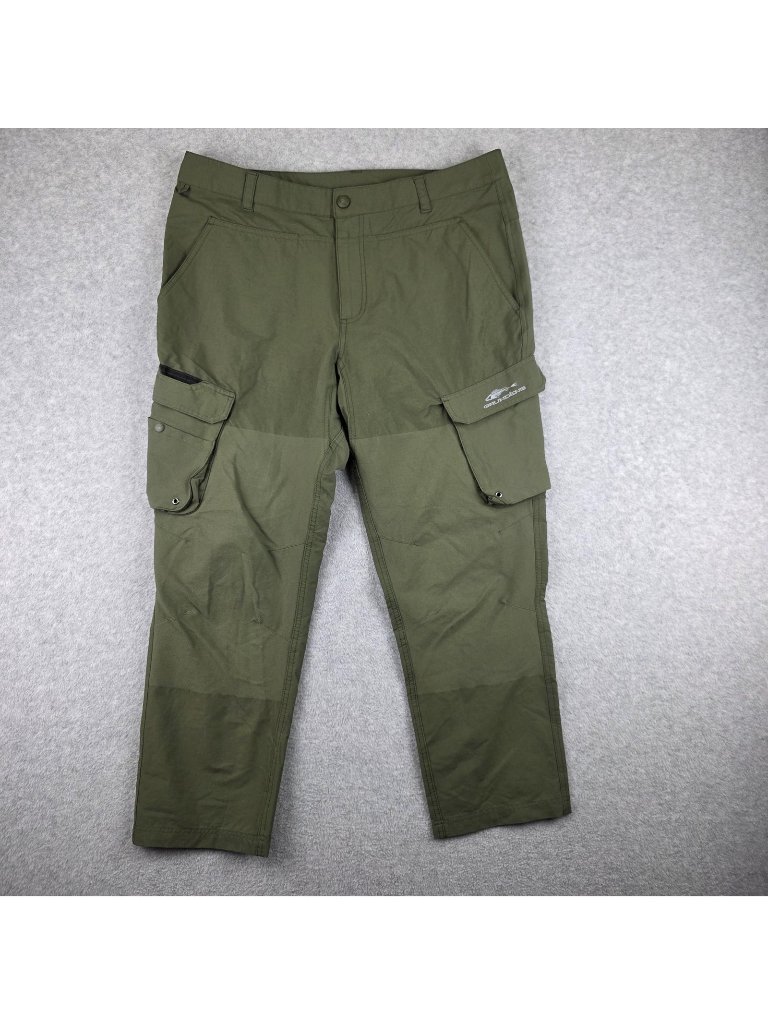 Grundens Cargo Pants Mens 38x28 Green Tapered Stretch Fishing Hiking Outdoor